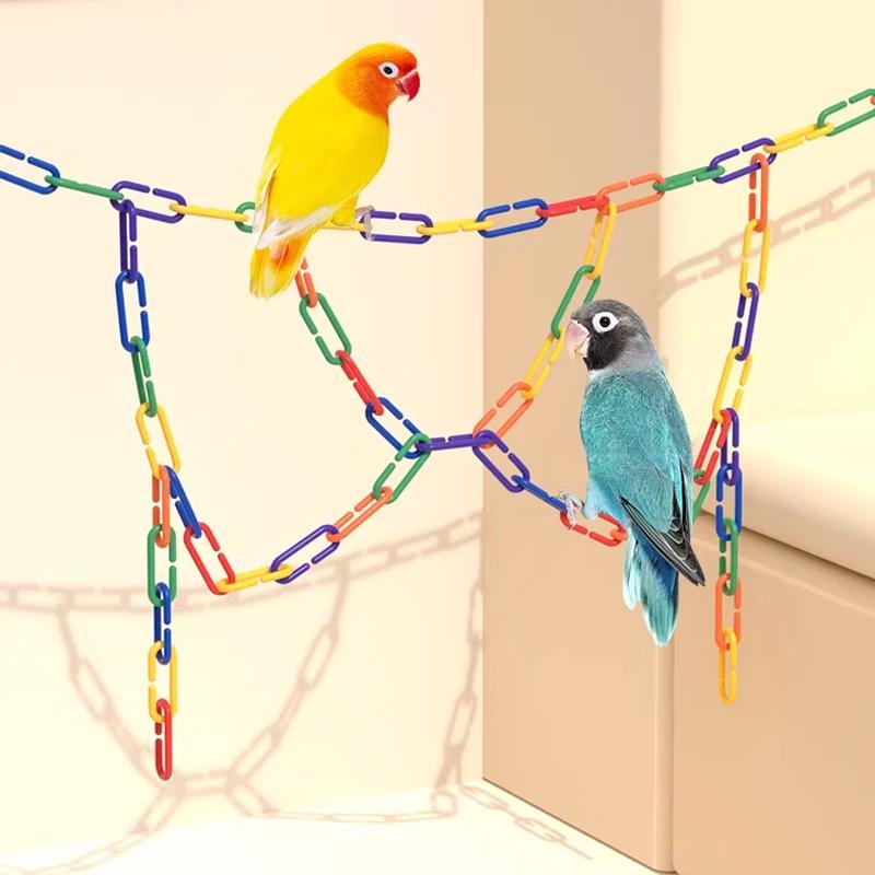 100PCS 200PCS C-Type Plastic Chain Buckle Parrot Toys Mixed Colors Swing Climbing Cage Action Training Toy for Pet Birds