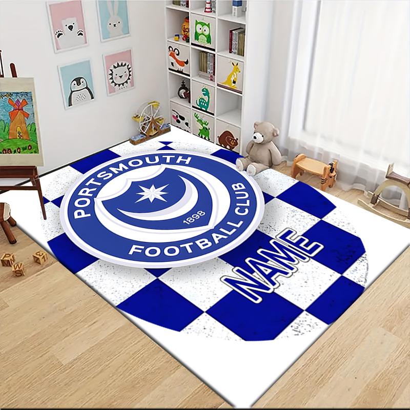 Custom Name Portsmouth FC Crest Carpet Rug Customizable Soft Washable Anti-Slip Home Living Room Sofa Mats Personalized Rug. 0909232
