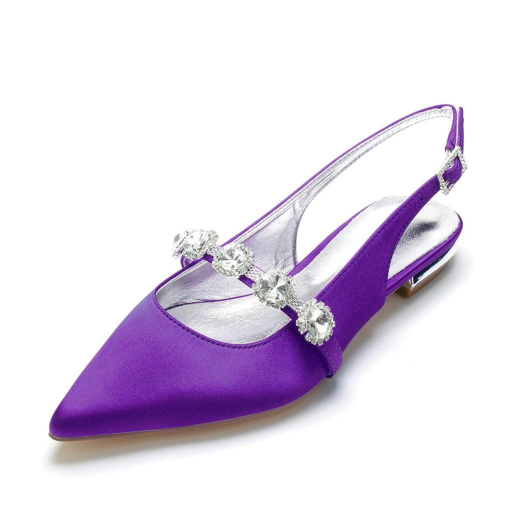Pointed single shoes women's summer maternity shoes low heel four seasons large size women's shoes spring and autumn satin rhinestone single shoes
