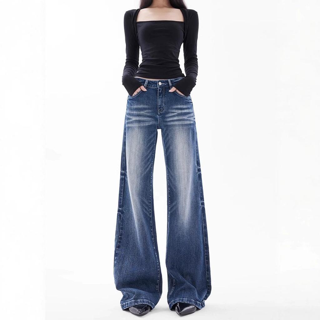 Women's High Waist Loose Plus Size Micro Flare Jeans - American High Street Style, Slimming & Hip Covering