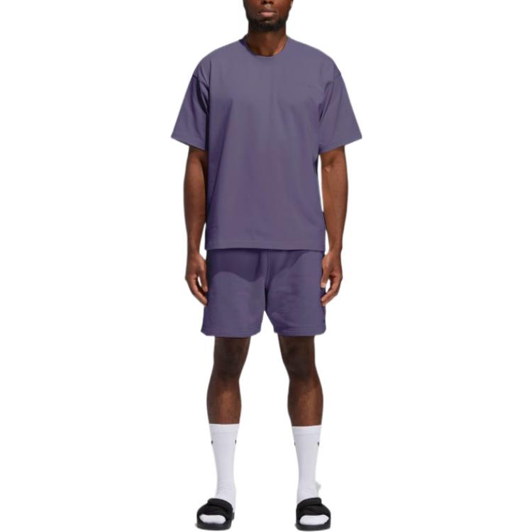 Adidas Originals Trefoil X Pharrell Williams Co-Branded Solid Elastic Straight Cotton Shorts Unisex Bottoms Purple GH4403