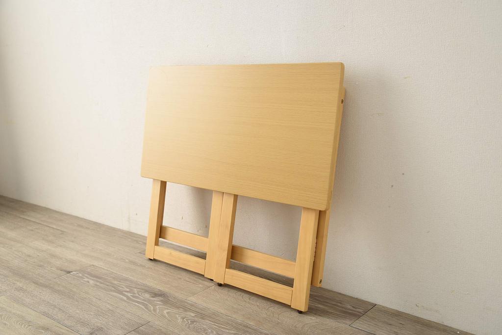 Hagiwara Simple Folding Desk Interchangeable Height for from Home Desk, [Includes Casters] Natural, 71cm, Work/Work VT-7812NA