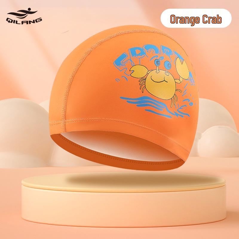 Kids' Cartoon Swim Cap with Waterproof Ear Protection & High Elasticity - Comfortable PU Cap for Boys & Girls, Customizable Logo Available.