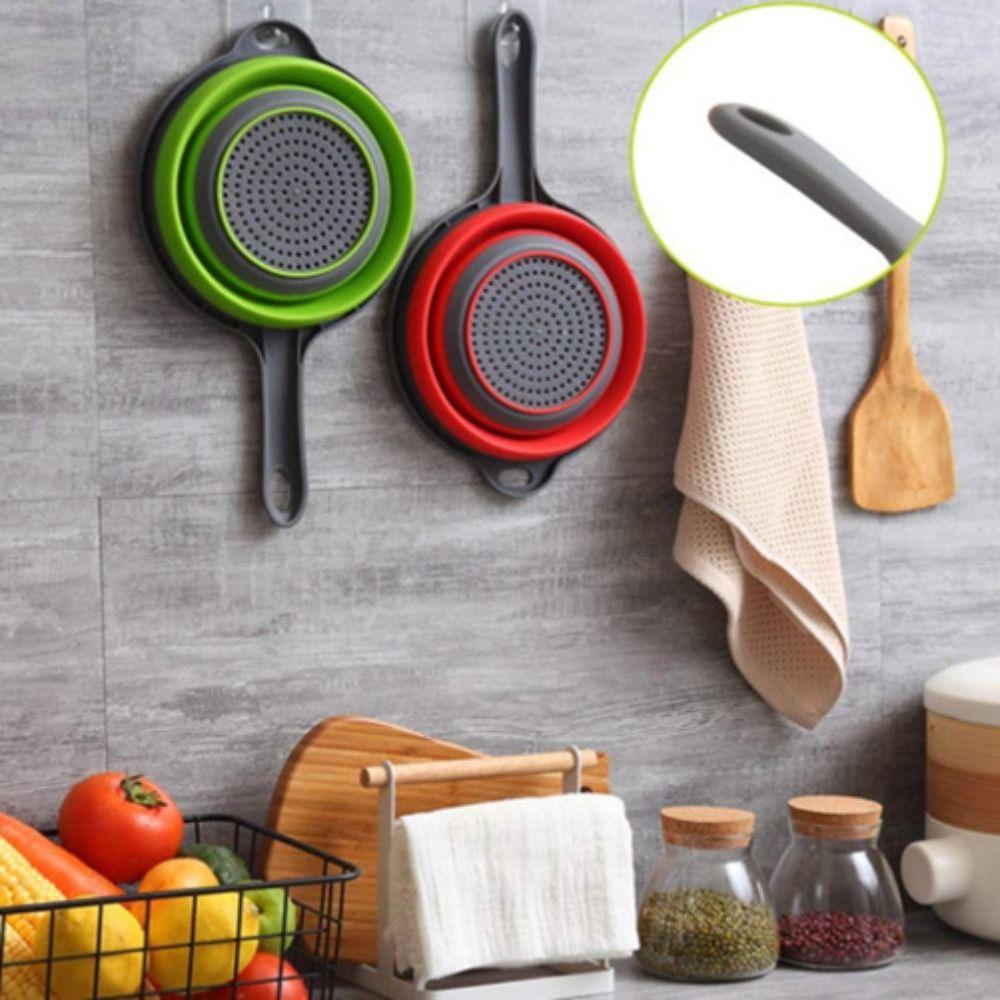 Collapsible Design Silicone Colander With Handle Kitchen Colander For Draining Fruit