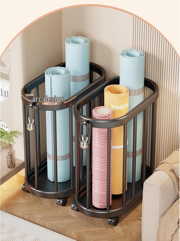 Wheeled Yoga Mat & Fitness Equipment Organizer: Large Capacity Storage Basket