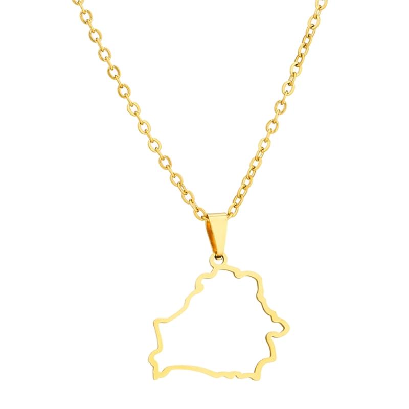 New Belarus Map Pendant Necklace for Men & Women Titanium Steel Gold Silver Color Choker Belarus Belarusian Jewelry Gifts