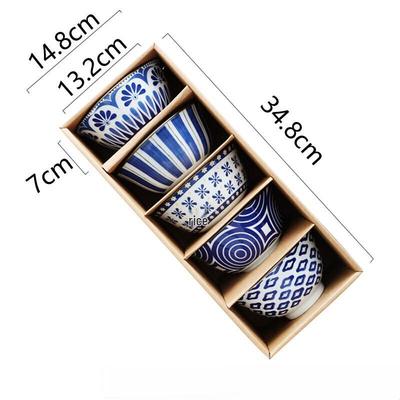 ZISIZ Hand-Painted Ceramic Rice Bowl 5-Piece Gift Set