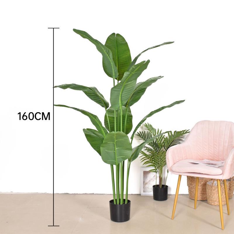 Nordic Style Bird of Paradise Faux Potted Plant, Indoor Decor Traveler's Palm Bonsai Tree