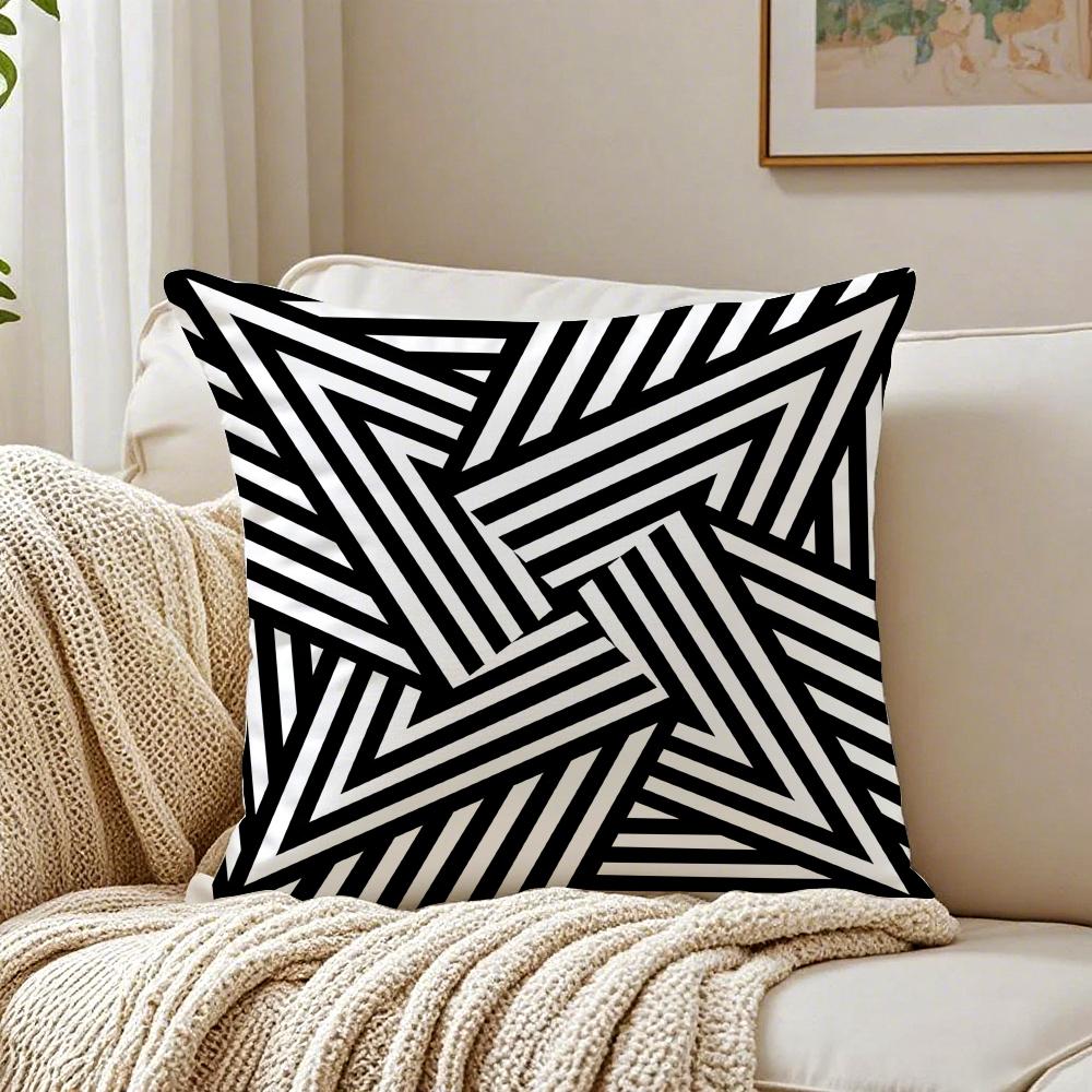 Minimalist Black and White Geometric Lines Cushion Cover Pillowcase Antidustmite Living Room Sofa Decor Cushion Room