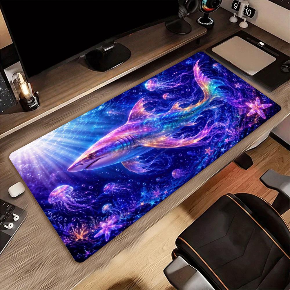 Large XXL Gaming Mouse Pad Magical Winged Unicorn Cosmic Shark Non-Slip Rubber Deskmat Keyboard Fantasy Sea Forest Art Mousepad