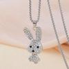 Cute Elf Bunny Pendant Necklace Zircon Design Stainless Steel Clavicle Chain Necklaces Jewelry Gif