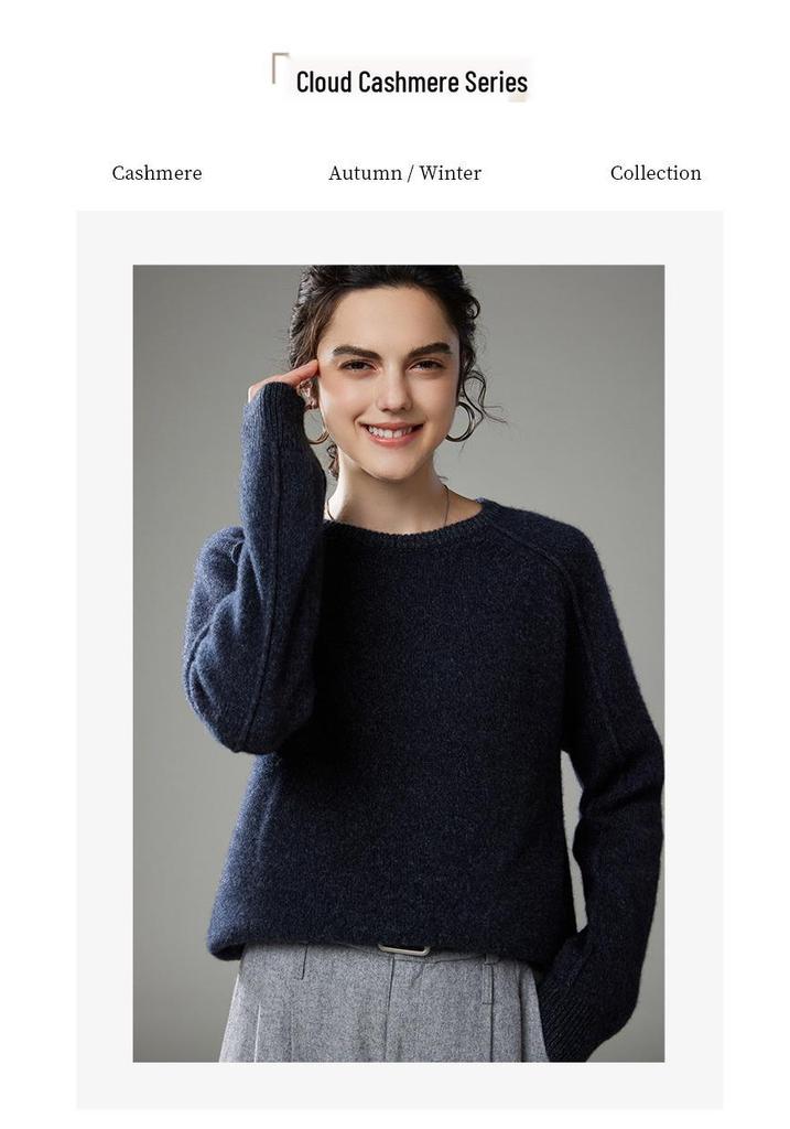 2024 Autumn/Winter Women's Korean Style Round Neck Loose Fit Cashmere Wool Sweater.