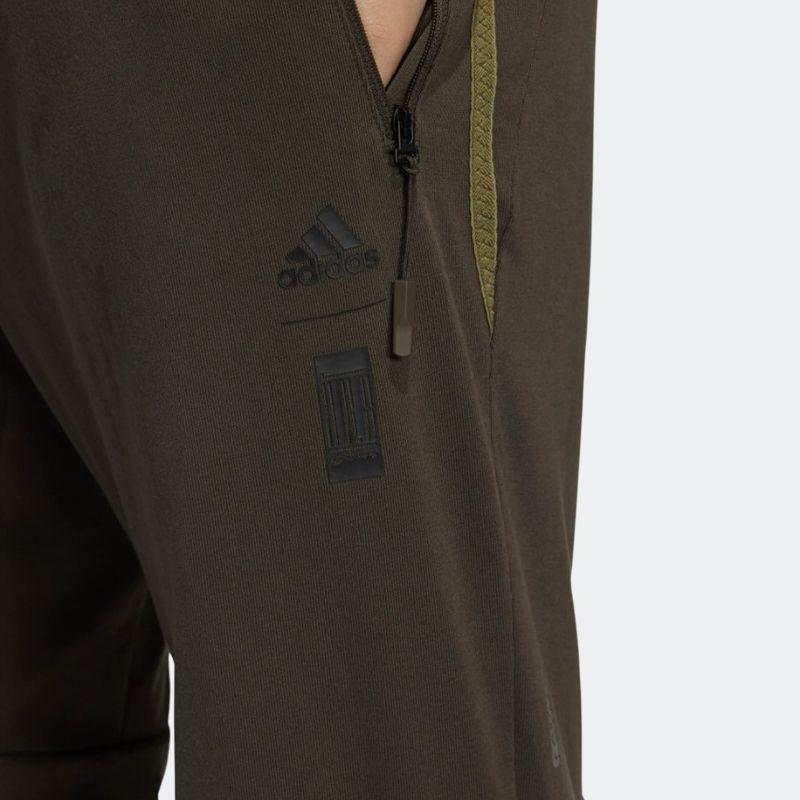 Adidas Knitted Sweatpants Men's Dark Gray Olive Green Moderate Cuffed Pants HE5159