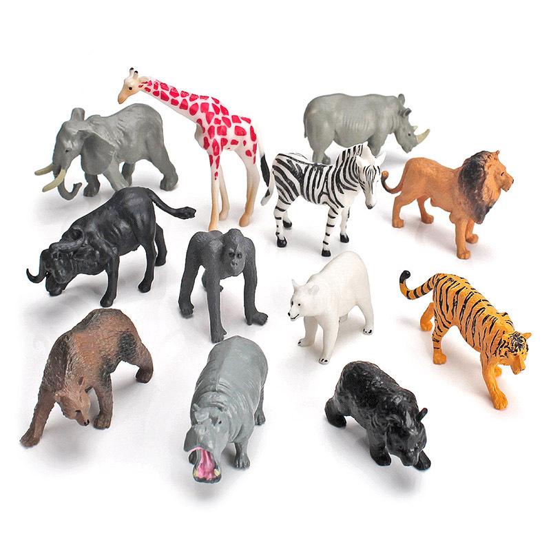 Mini Simulation Forest Animal Model Giraffe Tiger Lion Zoo Static Ornament Toy
