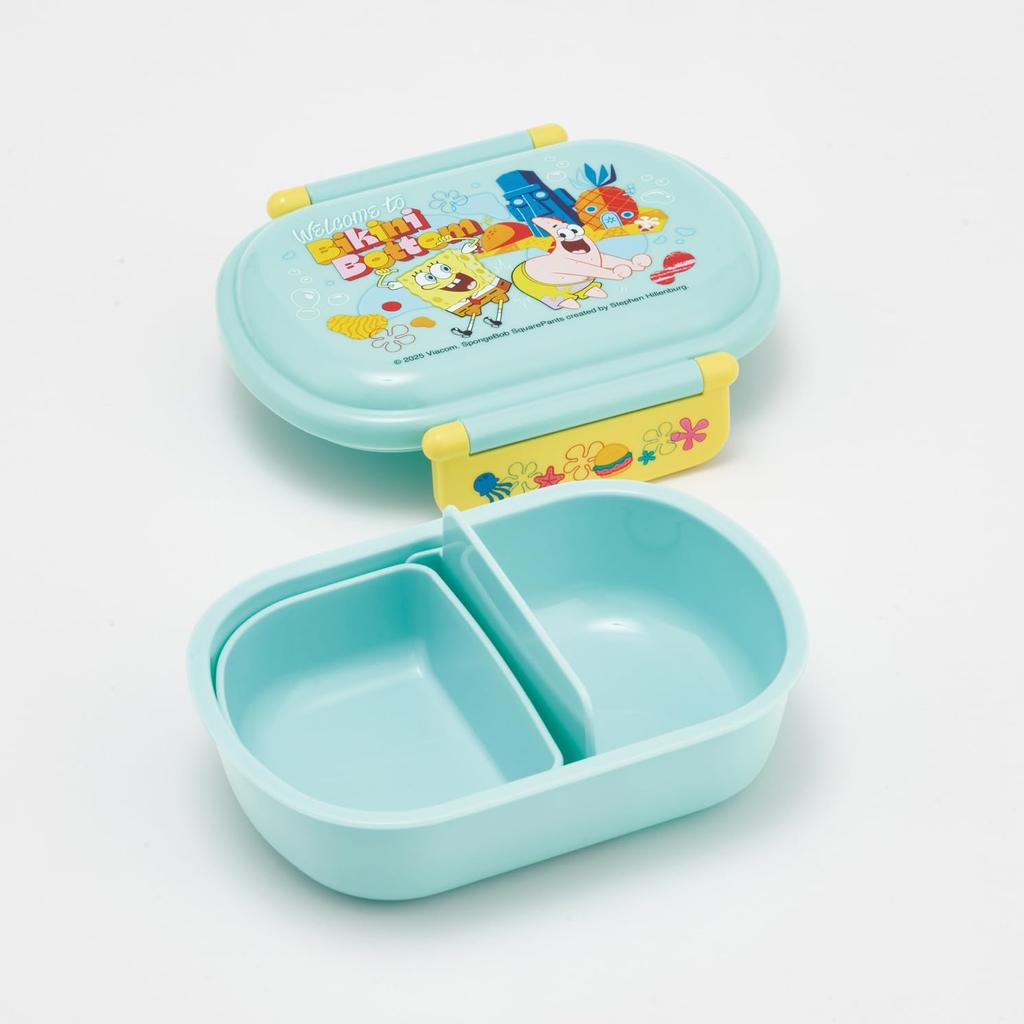 Skater Bento Fluffy Single Made In Dishwasher and Microwave SpongeBob SquarePants for Boys and Kids' Box, Serving, Tier, 360ml, Japan, Safe, Design,