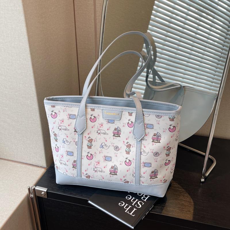 

Вместительная сумка-тоут для поездок на работу, новая модная сумка на плечо, с принтом мультяшного персонажа, сумка-подмышка, женская синий