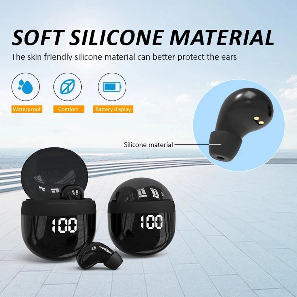 SM001 Invisible אוזניות Bluetooth 5.3 אוזניות אלחוטיות בתוך האוזן עם הפחתת רעש מיקרופון אוזניות אוזניות בס כבד לטלפון חכם