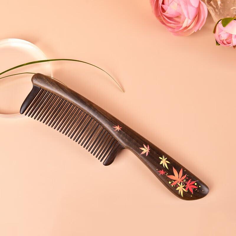 Tan Mujiang Inlaid Tooth Wooden Comb Set