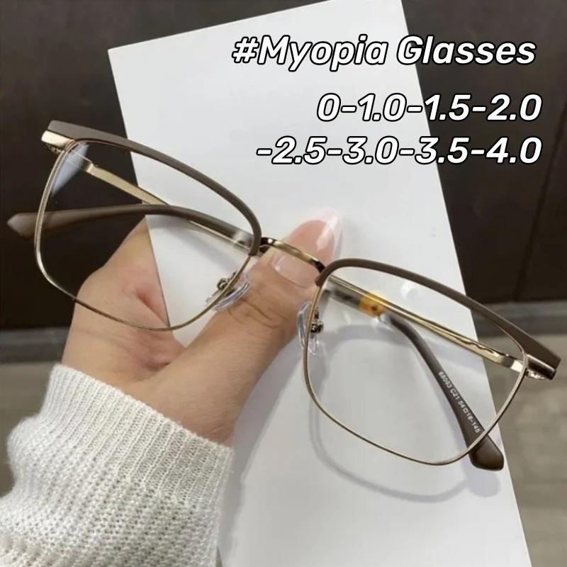 Fashionable Square Frame Myopia Glasses Men's Business HD Anti-blue Light Glasses Women's Eyepieces Diopter 0 To -4.0