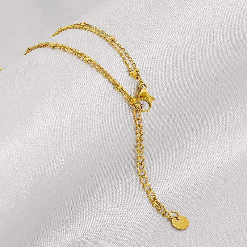 Fashion Versatile White Zircon Square Stainless Steel Stud Earrings Necklace Set French Simple Titanium Steel Decoration