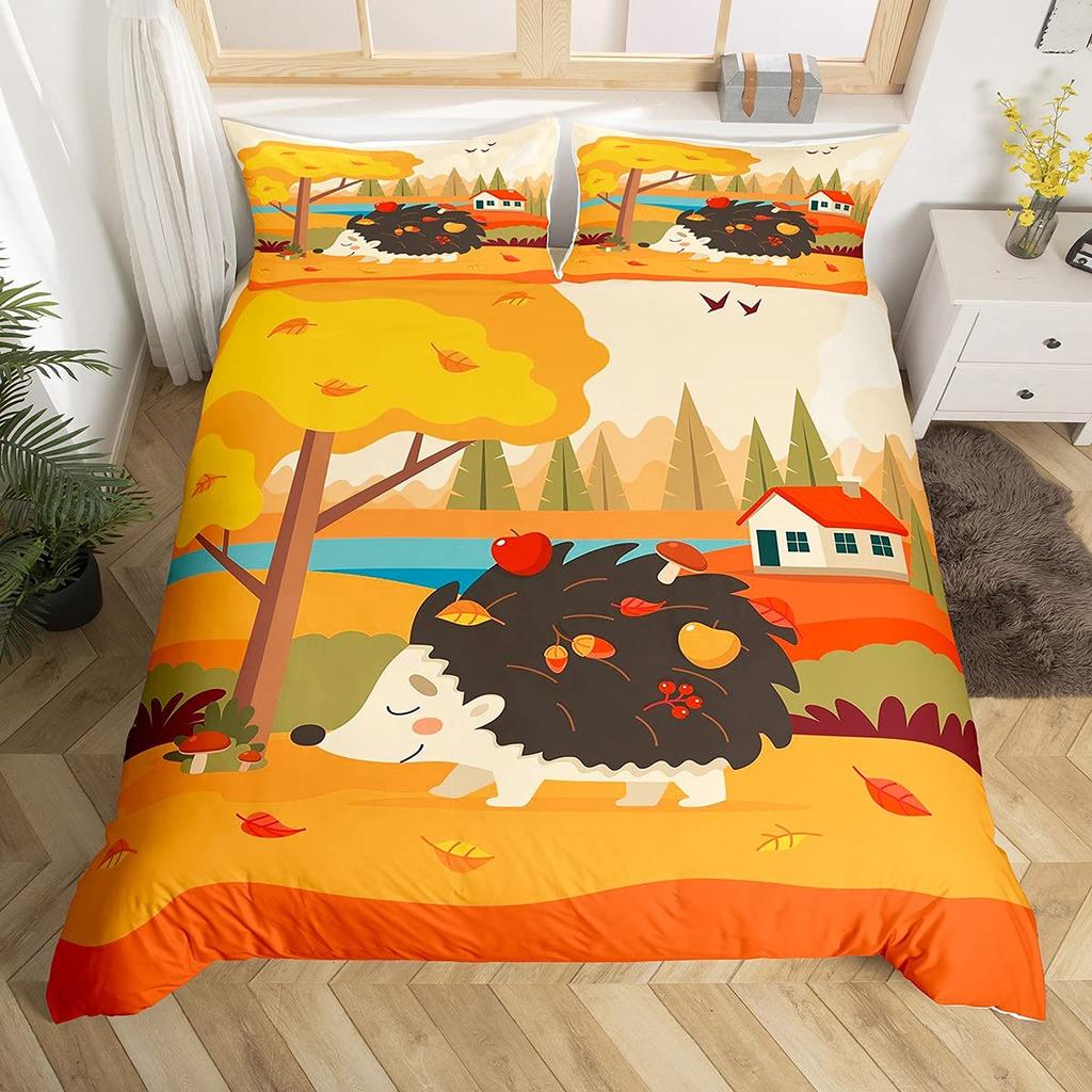 Lemon Fruit King Queen Duvet Cover Summer Cartoon Vegetable Plant Bedding Set For Kids Teens Adults Papaya Polyester Quilt Cover