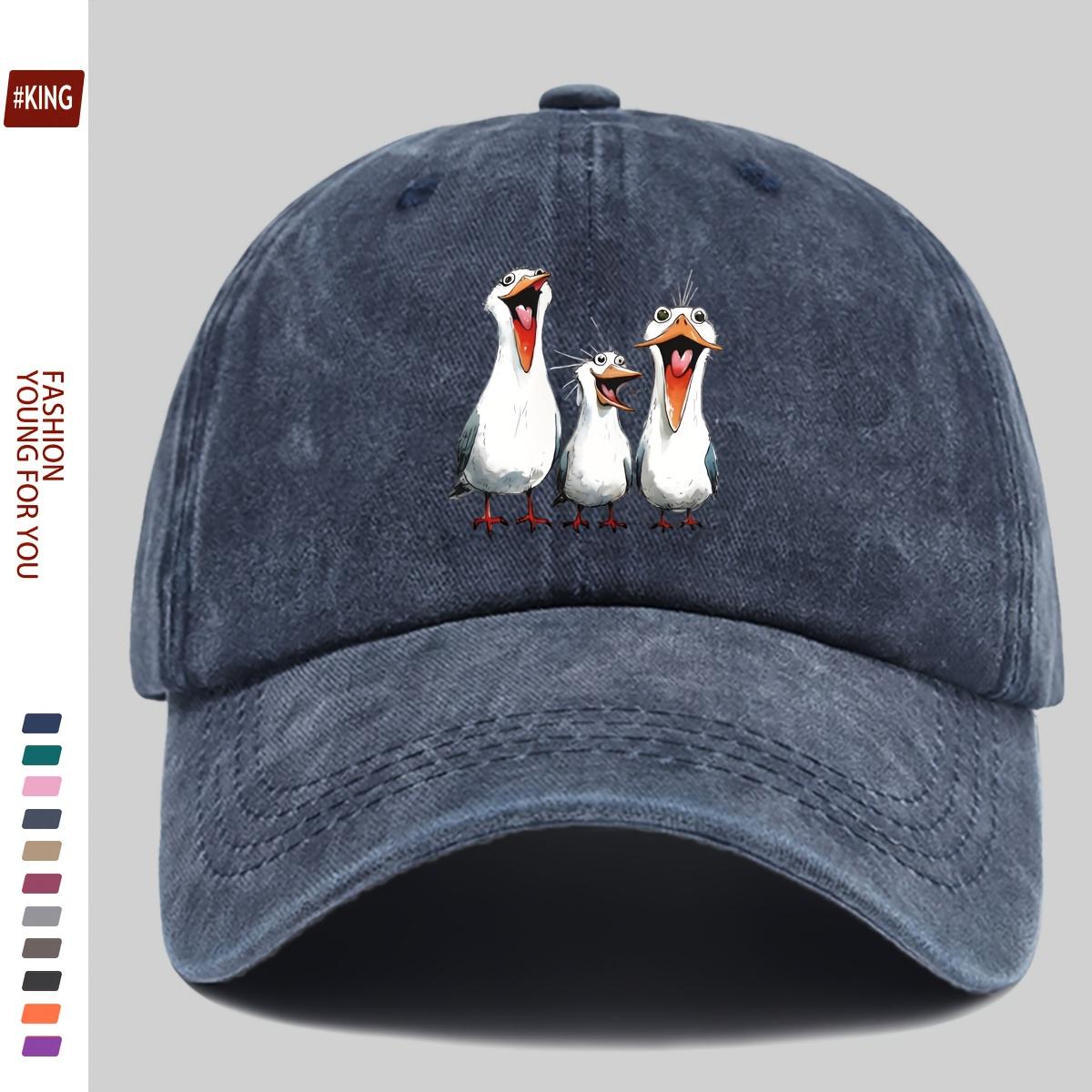 

1pc WomenS Three Happy Laughing Seagulls Print Baseball Cap Adjustable Size Comfortable Appropriate for Any Season One Size
