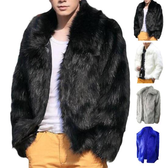 Płaszcz męski z imitacji futra, klapy, długi rękaw, klapy, izolacja termiczna, wiatroszczelny, codzienny płaszcz, uniwersalna odzież wierzchnia, codzienne noszenie