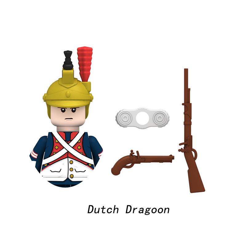 Napoleonic Wars Military Soldiers Building Blocks Sets WW2 MiniFigures French British Fusilier Rifles Bagpiper Weapons Kids Toys