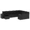 VidaXL Salon de Jardin avec Coussins 10 pcs, Canapés de Terrasse, Ensemble de Meubles de Patio, Mobilier d'Extérieur, Noir 3223054