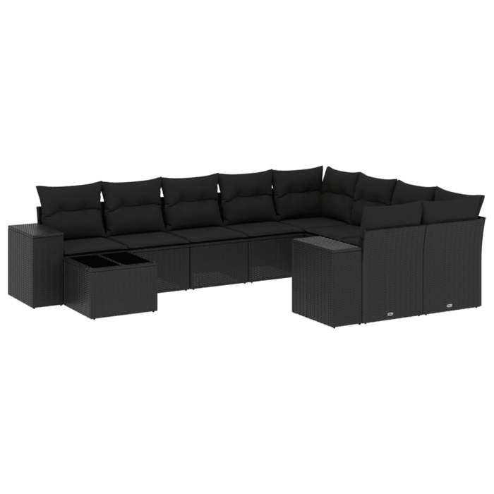 VidaXL Garden Lounge Set with Cushions 10 Pcs, Patio Sofas, Patio Furniture Set, Outdoor Furniture, Black 3223054