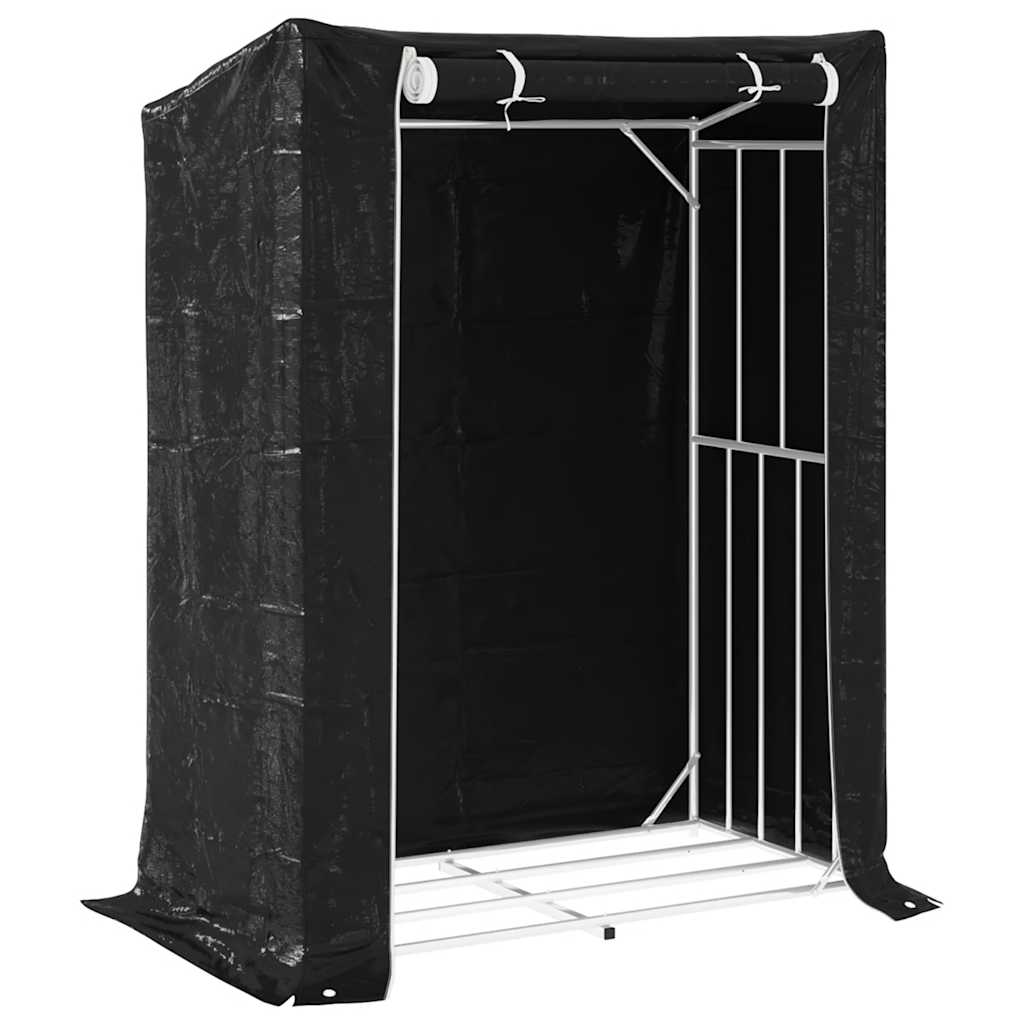 Firewood Rack with Rain Cover 150 x 80 x 200 cm Galvanized Steel
