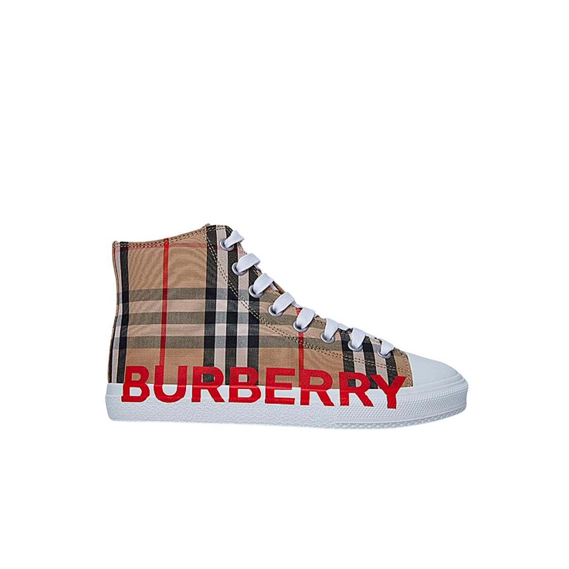 

(Дети) Высокие кеды Burberry с логотипом в винтажную клетку, архивный бежевый EU 32
