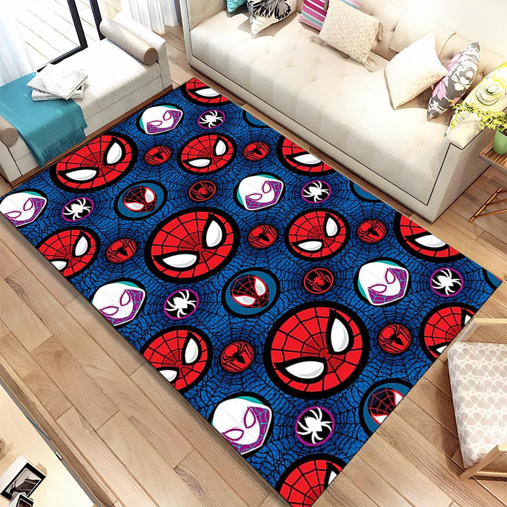 HD Cartoon Marvel Avengers Spiderman Teppich für Zuhause Wohnzimmer Schlafzimmer Sofa Fußmatte Dekor, Kinderteppich Rutschfeste Bodenmatte