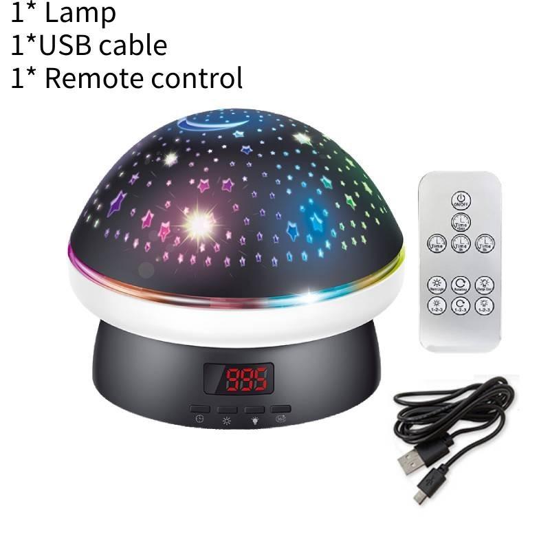 Star Night Projector Light Mushroom Timer Rotation Abs For Kids Gift Bedroom