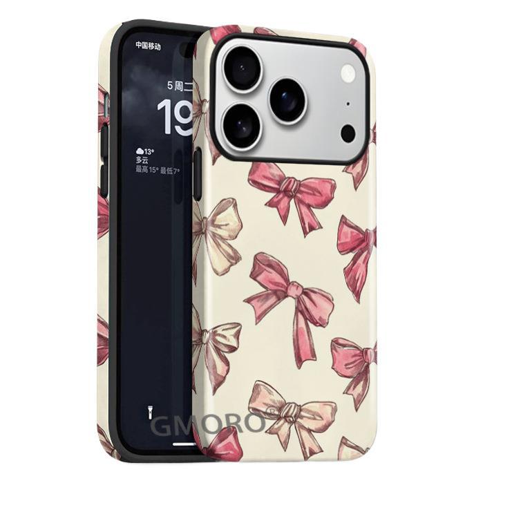 Foreign trade explosion bow magnetic mobile phone case Apple 17 two-in-one film case iPhone12 anti-drop protective case