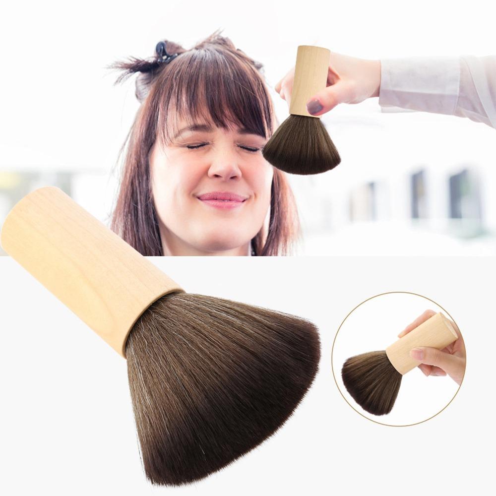 Anti-Static Hair Sweep Brush Wood Handle Barber Cleaning Brush Neck Duster Brush  For Barber Shop