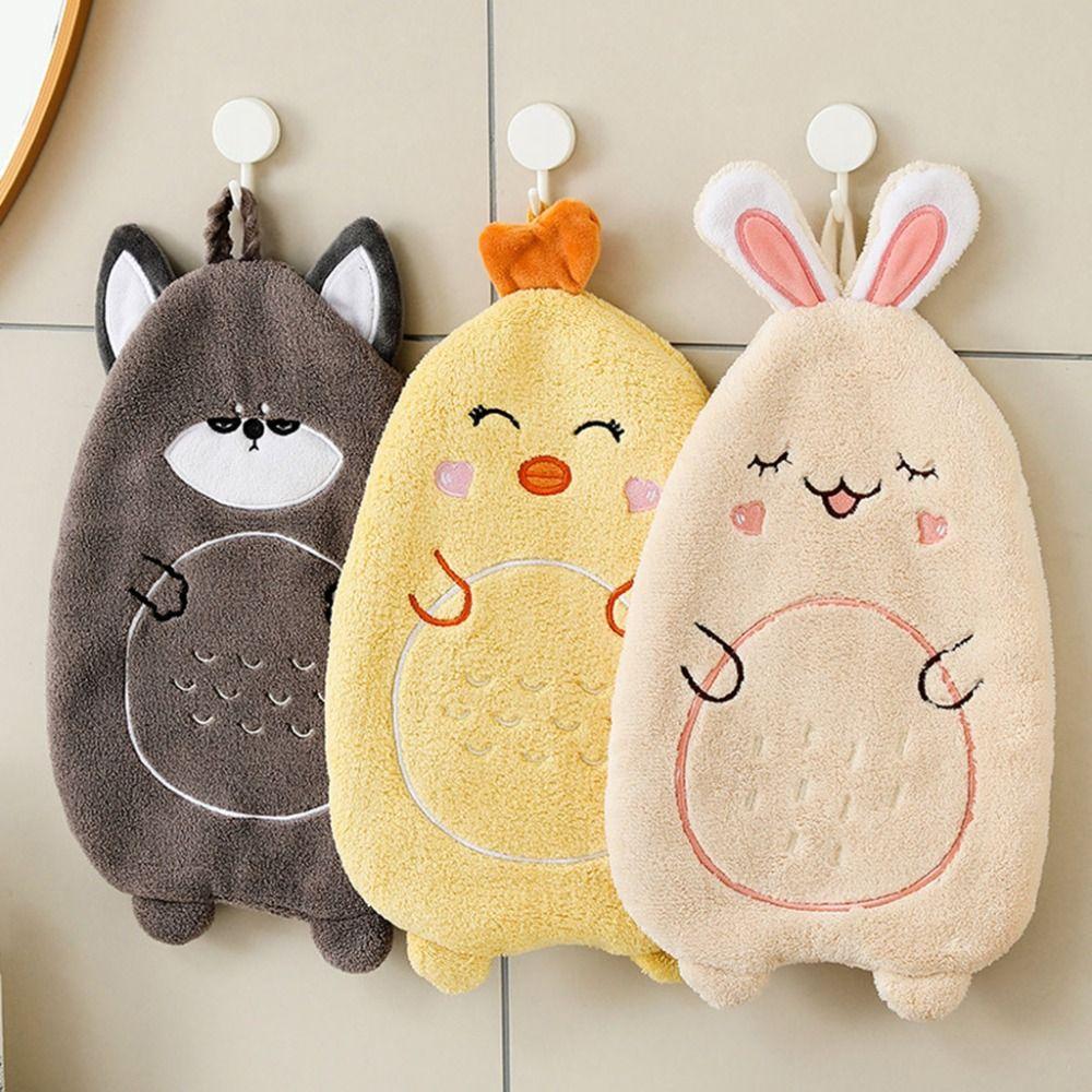 2Pcs Cute Cartoon Chicken Hand Towel Piglet Children's Handkerchief Animal Bath Towel  Kitchen