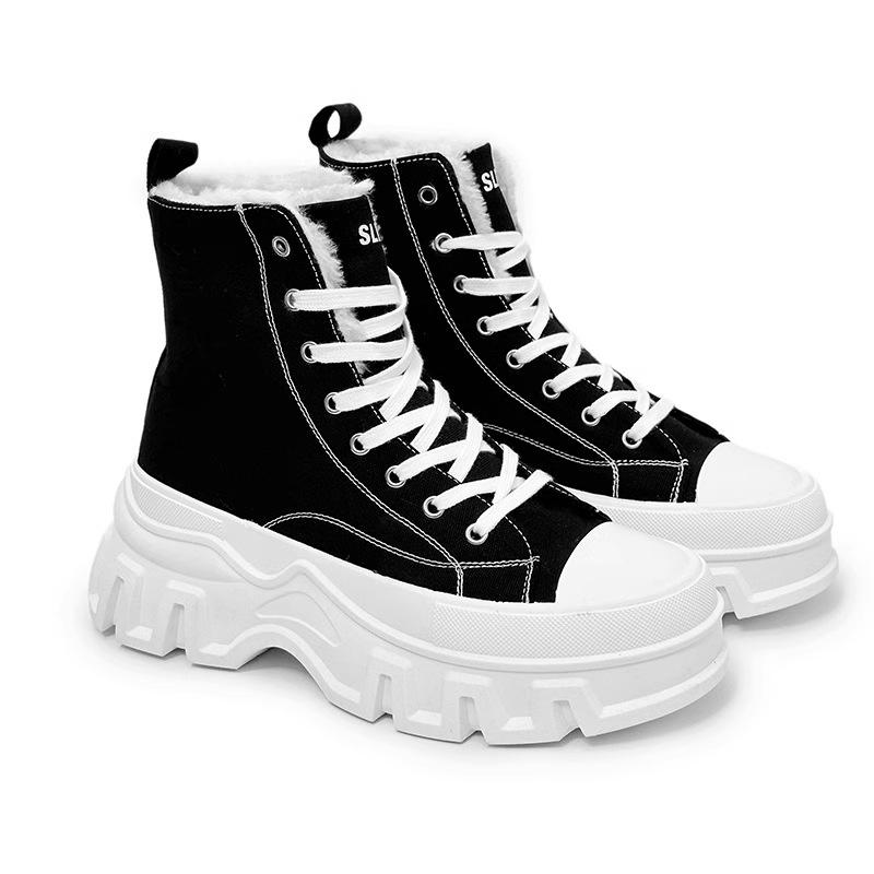 Herren High-Top Fleecegefütterte Winter Canvas Sneaker mit dicker Sohle