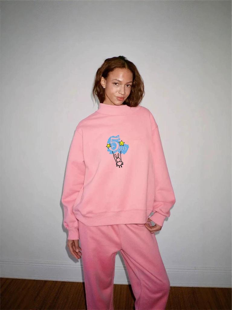 Spring Autumn European American Women's Casual Loose Printed Long Sleeve Hoodie