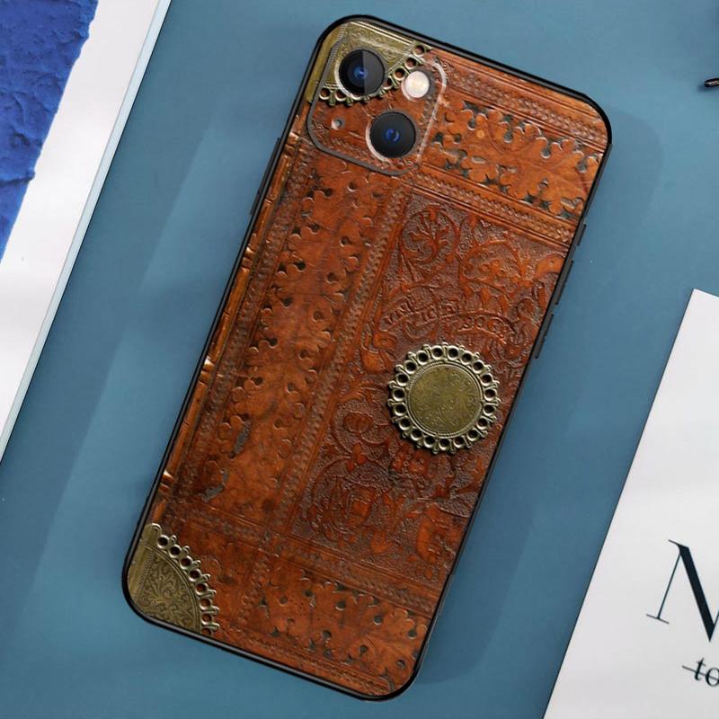 Brown Tooled Leather Pattern Case For iPhone 15 11 12 13 14 Pro Max 12 13 Mini X XS Max XR 7 8 Plus SE 2020 Cover Coque