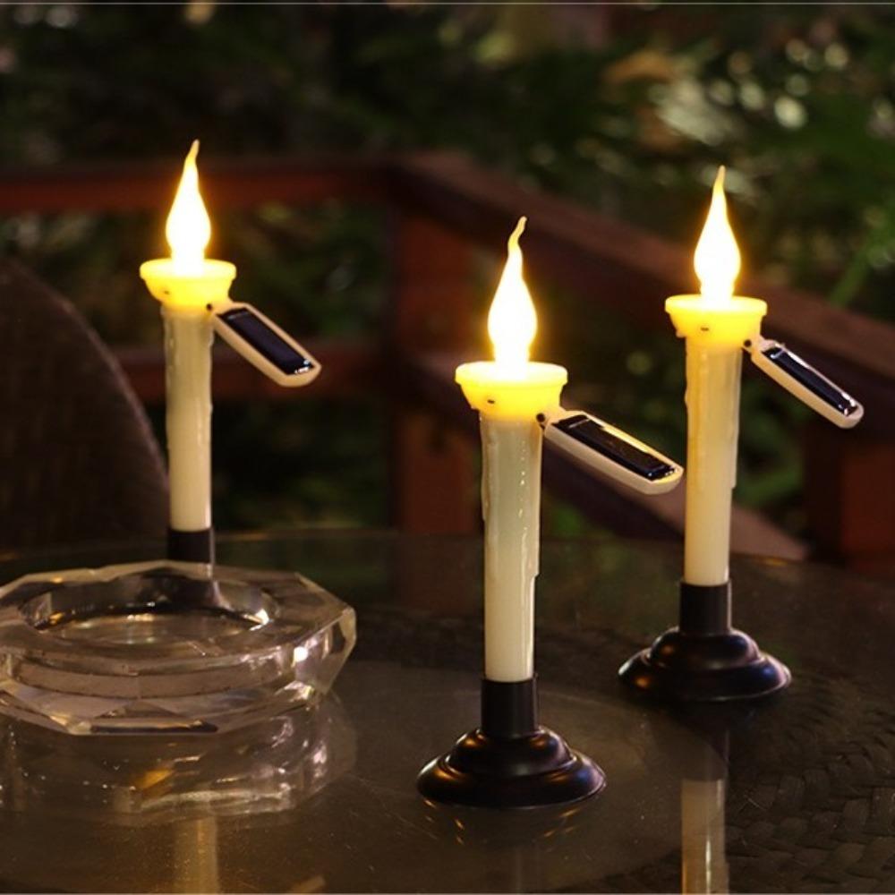 4/6pcs Halloween Solar Candle Lights 2 in 1 Ground Lamp Decorative Desktop Candle Lamp  Outdoors