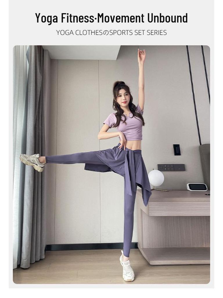 Women's Plus Size Quick-Dry Yoga Skirt-Pants, Anti-Exposure, Autumn Fitness Long Pants