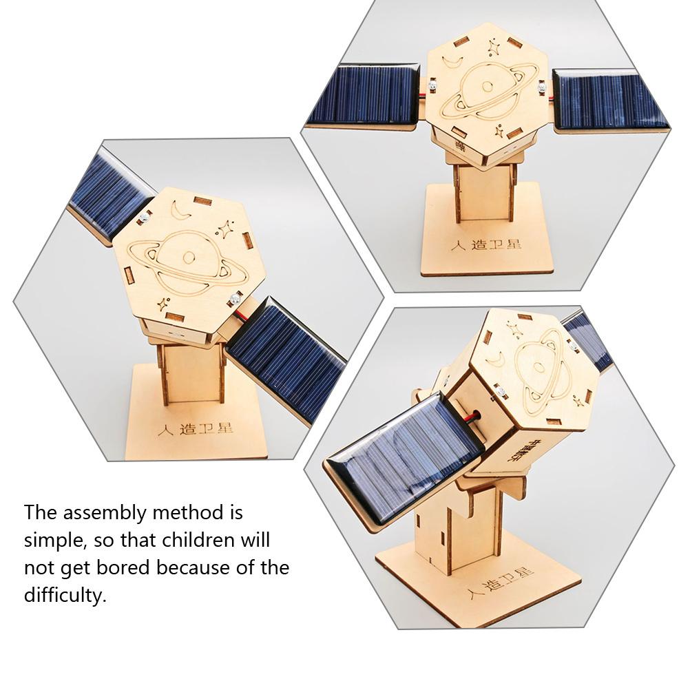 Creative Artificial Satellite Space Models, DIY Solar Satellite Model Kit, Rotating Satellite Solar Powered 3D Construction Assembly Toy