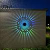 Metal Pattern Solar Lights Wall Light, 7 Color Changing Fence Outdoor Projection Seven LED Lamp, Waterproof Garden Lamp for Yard Patio Backyard Decor