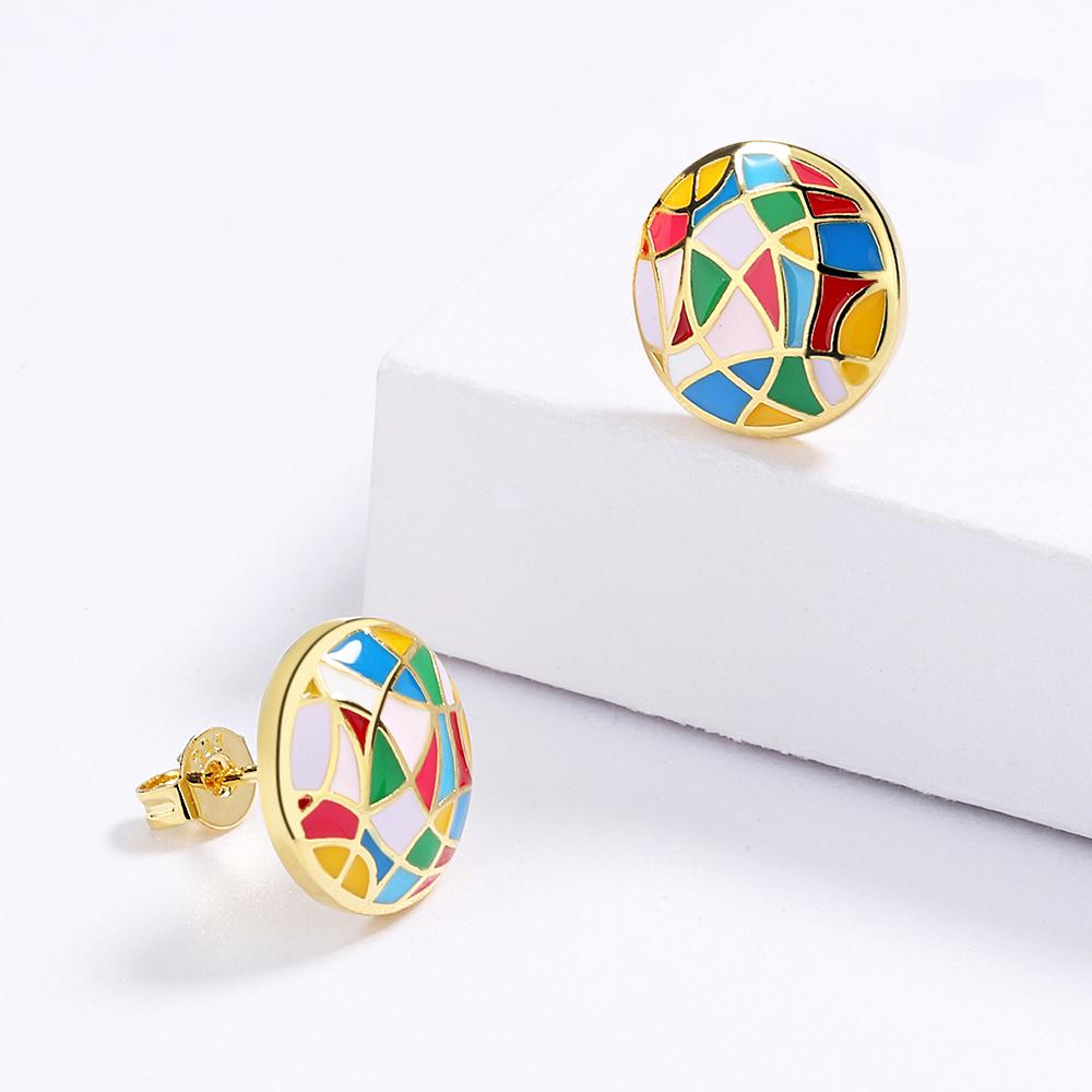 High Quality Exquisite Epoxy Irregular Pattern Hoop Handmade Enamel Earrings Jewelry Birthday Party Bridal Gift