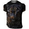 Flame Animal Pattern 3D Printing Fashion Men's Outdoor Sports Short Sleeve T-shirt Plus Size Men's Shirt Casual Personality Tren