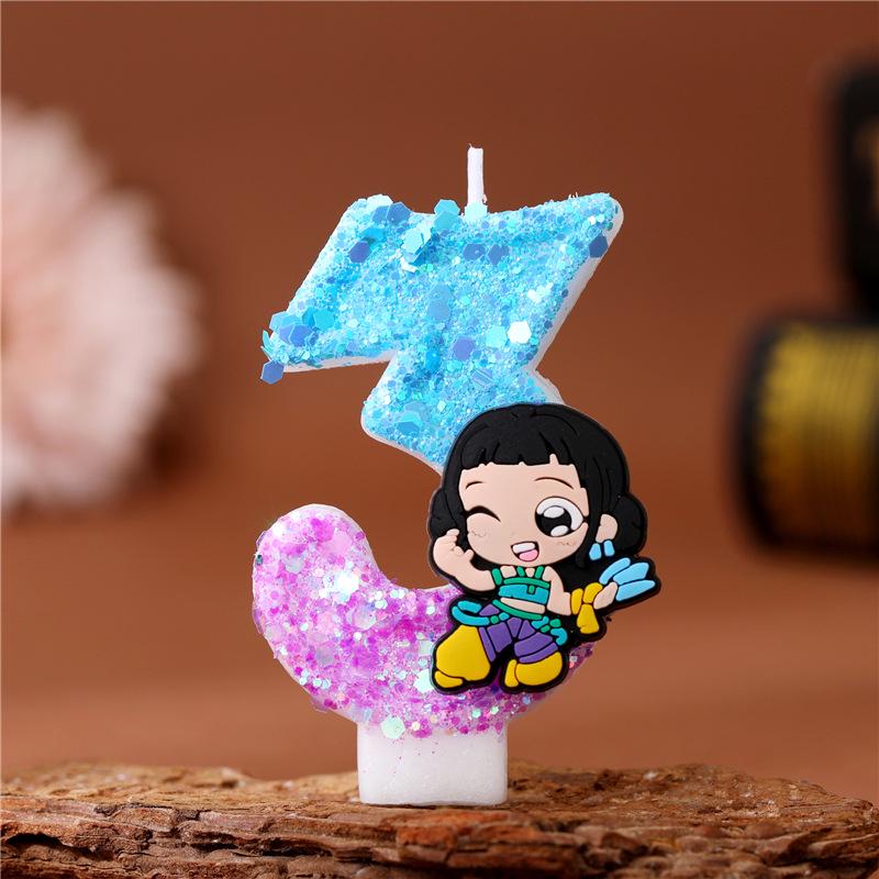 Cartoon Demon Hunter Lumi Birthday Number Candles for Cake Festival Party