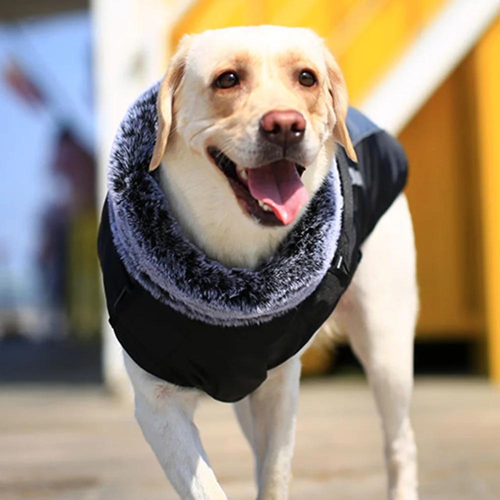 XL-6XL Winter Warm Große Hunde Kleidung mit Pelzkragen Verdicken Haustier Mantel Jacke für Mittlere Große Hunde Labrador Border Collie Kleidung