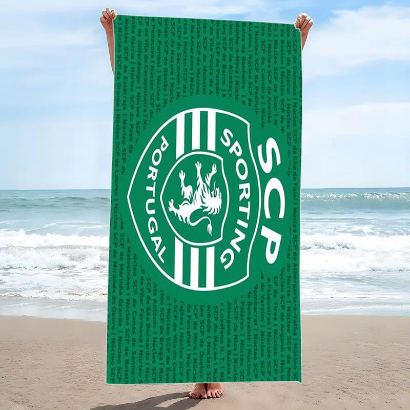 Sporting CP Logo Print Beach Towel, Large Soft Quick Dry Towel for Beach Camping Swimming
