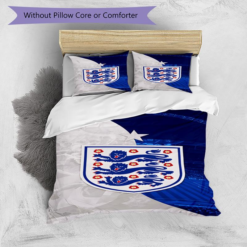 Set Copripiumino con Stampa Stemma Calcio Inghilterra – include 1 copripiumino e 2 federe coordinate Arredo Camera da Letto Regali di Natale